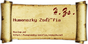 Humenszky Zsófia névjegykártya