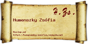 Humenszky Zsófia névjegykártya