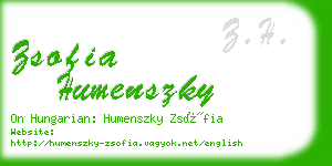 zsofia humenszky business card